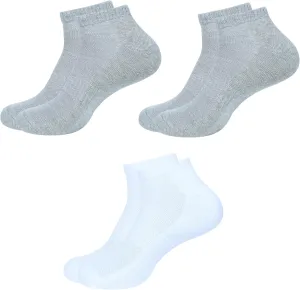 Women's Ankle Socks,Pack of 3, Color - 1 White, 2 Grey, Size - 4 to 7, Running Athletic Cotton Loafers Shoes Casual Wear|Sports Gym Active Everyday Sock