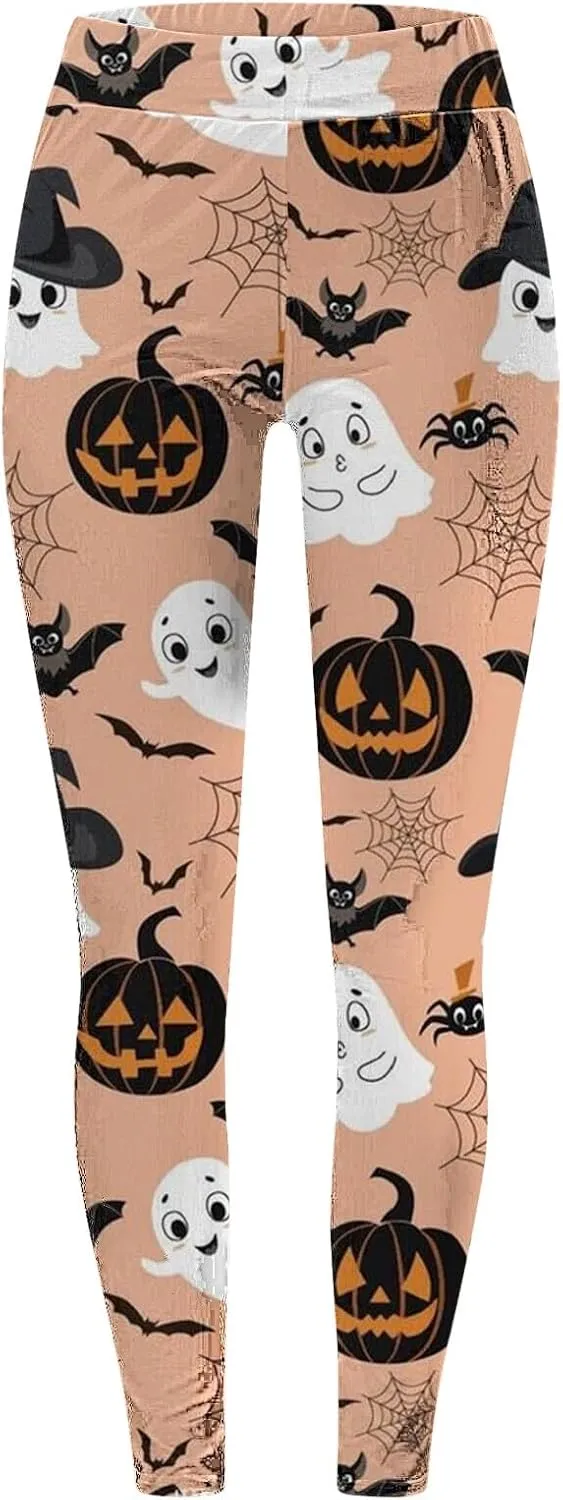 Women's Halloween Funny Graphic Skinny Leggings Halloween Print Collection High Waist Women Leggings Compression