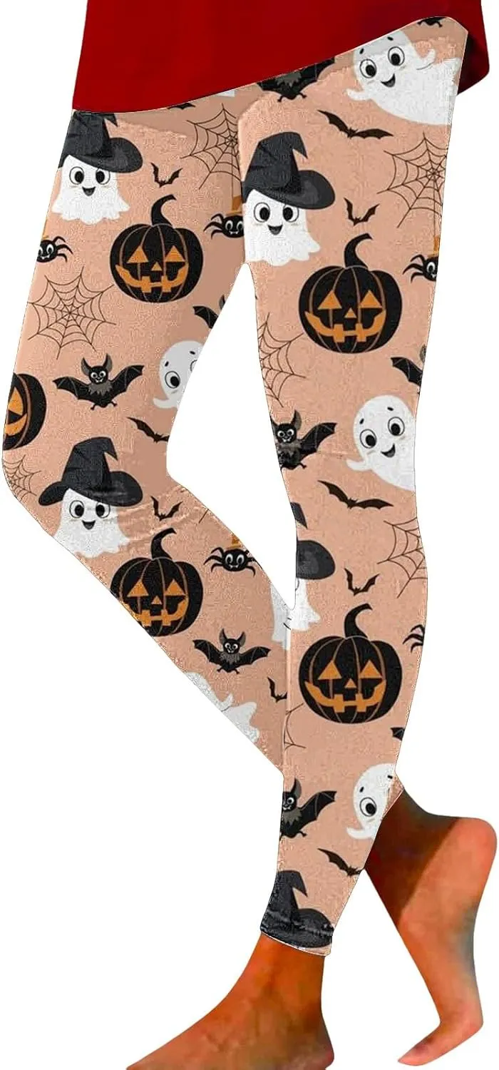 Women's Halloween Funny Graphic Skinny Leggings Halloween Print Collection High Waist Women Leggings Compression