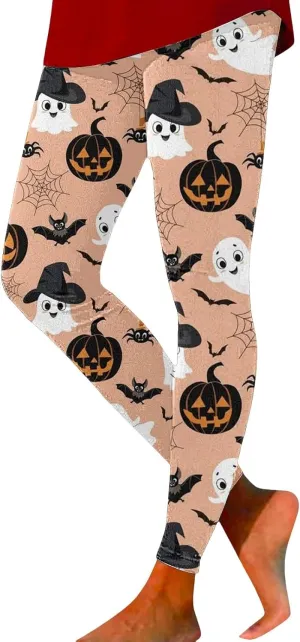 Women's Halloween Funny Graphic Skinny Leggings Halloween Print Collection High Waist Women Leggings Compression