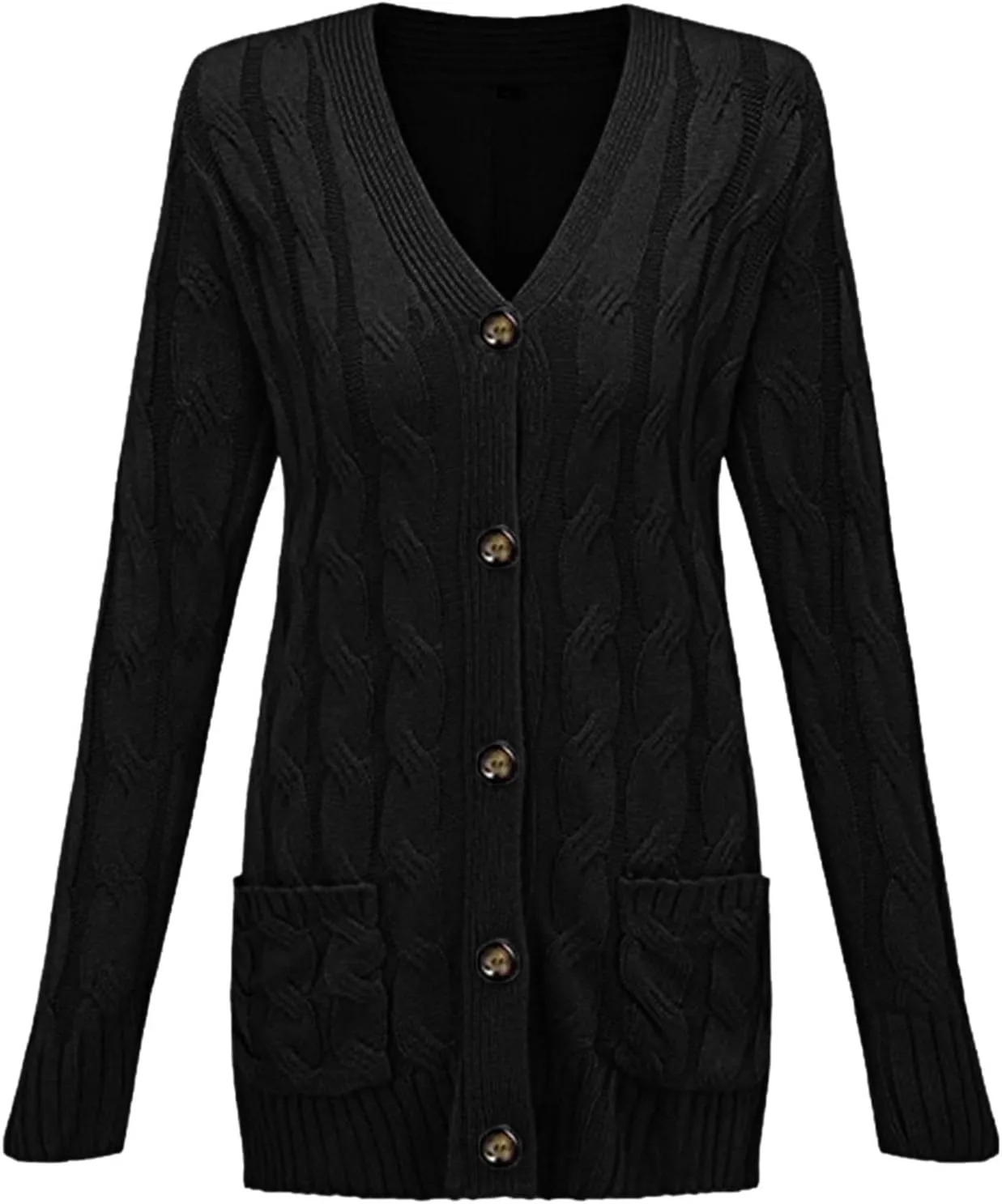 Women's Open Front Cardigan Sweaters Fashion Button Down Knit Chunky Coats 2024 Fall Long Sleeve Loose Outerwear