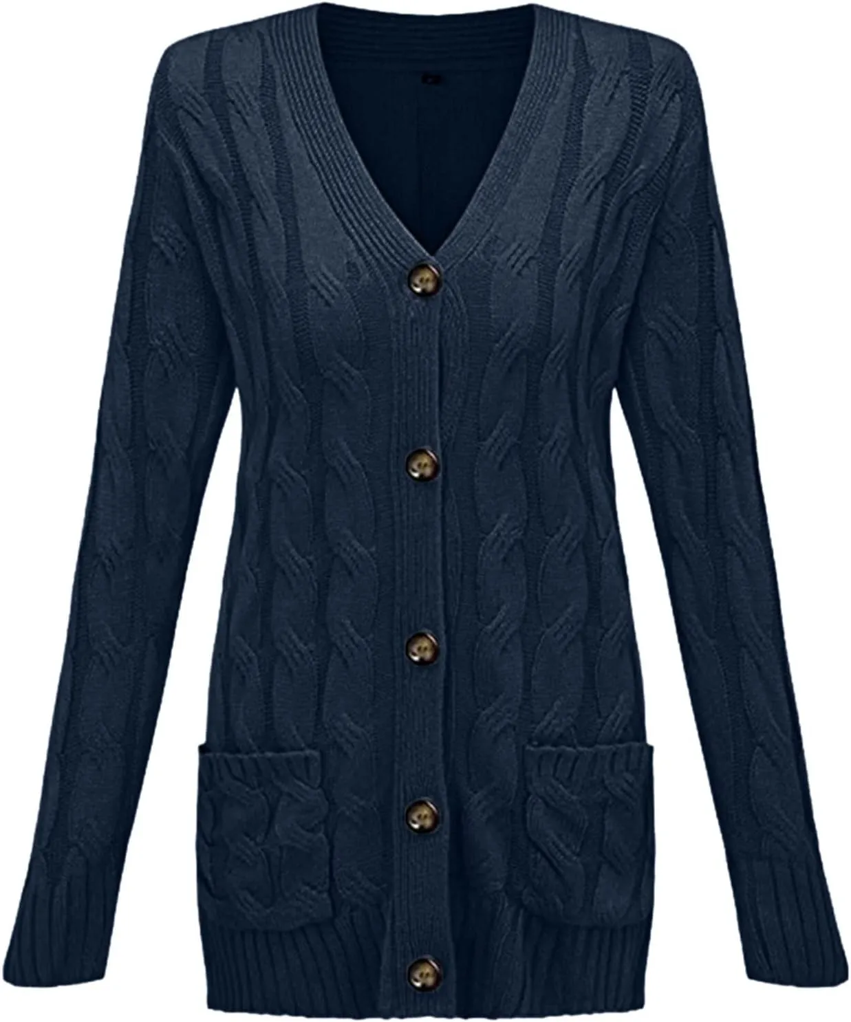 Women's Open Front Cardigan Sweaters Fashion Button Down Knit Chunky Coats 2024 Fall Long Sleeve Loose Outerwear