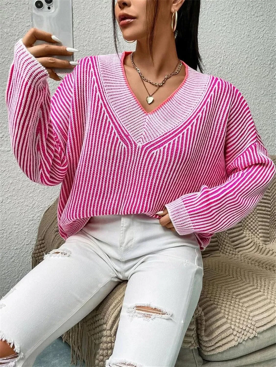 Womens Oversized Sweaters Turtleneck Batwing Long Sleeve Pullover Loose Chunky Knit Jumper Holiday Christmas