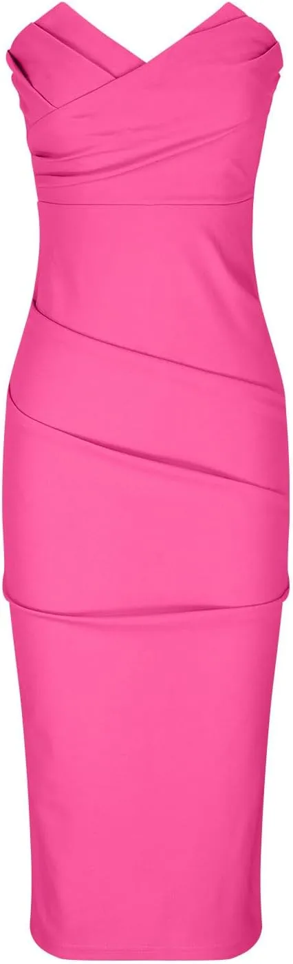 Womens Summer Bodycon Tube Midi Dress Sexy Slim Fitted Strapless Going Out Casual Elegant Evening Party Cocktial Dresses