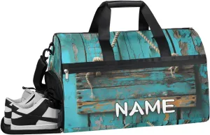 Wooden Board Theme Sports Gym Bag with Wet Pocket & Shoes Compartment Travel Duffel Bag for Women Men Custom Sports Gym Bag Personalized Overnight Stay Weekend Tote Beach Luggage
