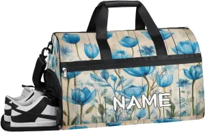 Wooden Tulip Flowers Sports Gym Bag with Wet Pocket & Shoes Compartment Travel Duffel Bag for Women Men Custom Sports Gym Bag Personalized Overnight Stay Weekend Tote Beach Luggage