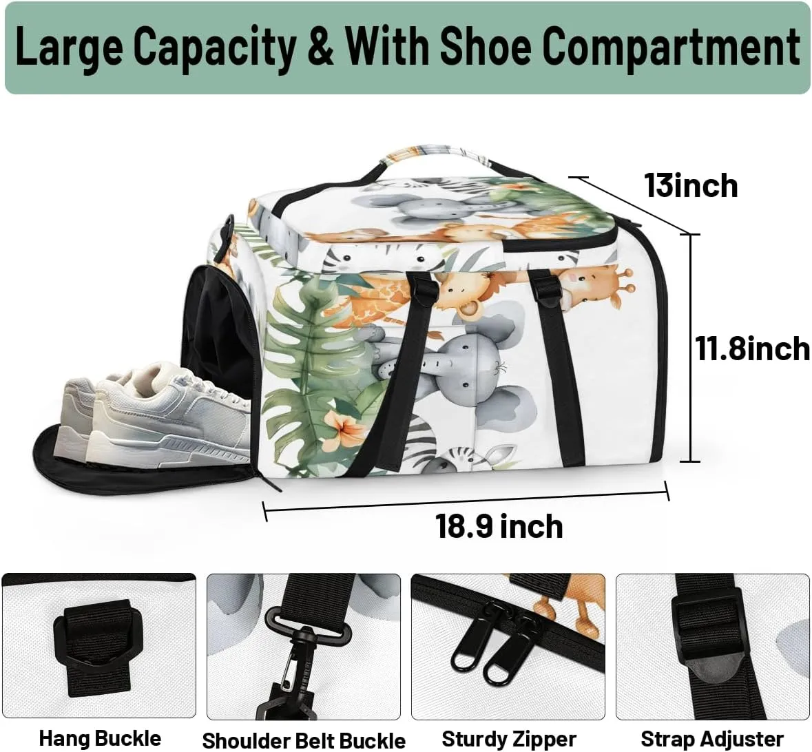 Woodland Jungle Funny Cute Animals Travel Backpack Carry On Flight Approved for Men Women, Lightweight Large Luggage Weekender Casual Daypack Backpacks for Traveling Airplane