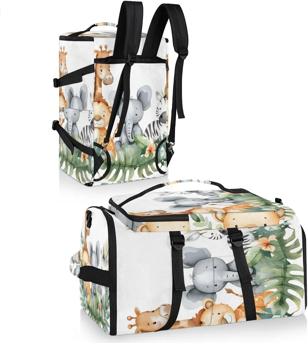 Woodland Jungle Funny Cute Animals Travel Backpack Carry On Flight Approved for Men Women, Lightweight Large Luggage Weekender Casual Daypack Backpacks for Traveling Airplane