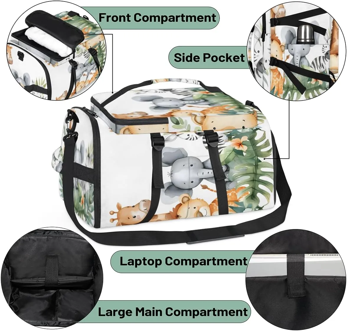 Woodland Jungle Funny Cute Animals Travel Backpack Carry On Flight Approved for Men Women, Lightweight Large Luggage Weekender Casual Daypack Backpacks for Traveling Airplane