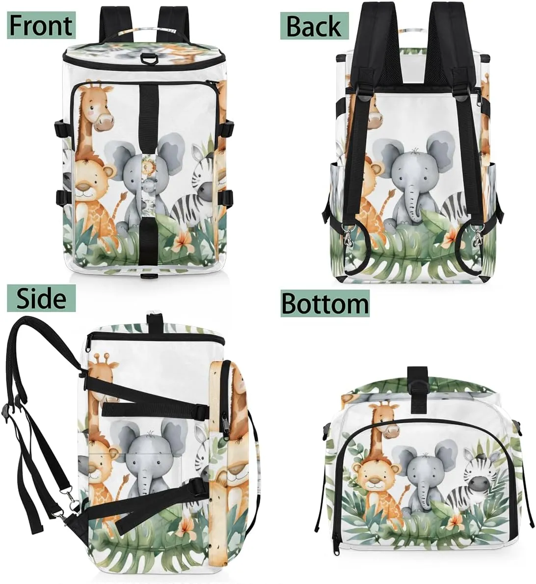 Woodland Jungle Funny Cute Animals Travel Backpack Carry On Flight Approved for Men Women, Lightweight Large Luggage Weekender Casual Daypack Backpacks for Traveling Airplane