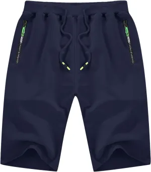 YTD Men's Shorts Casual Classic Fit Drawstring Summer Beach Shorts with Elastic Waist and Pockets