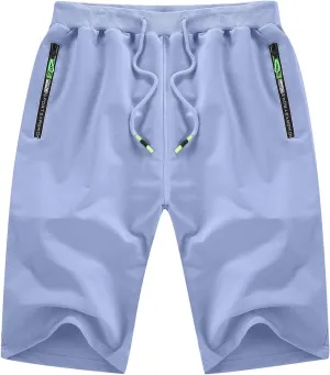 YTD Men's Shorts Casual Classic Fit Drawstring Summer Beach Shorts with Elastic Waist and Pockets