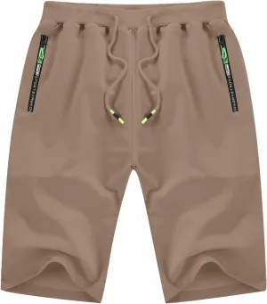 YTD Men's Shorts Casual Classic Fit Drawstring Summer Beach Shorts with Elastic Waist and Pockets