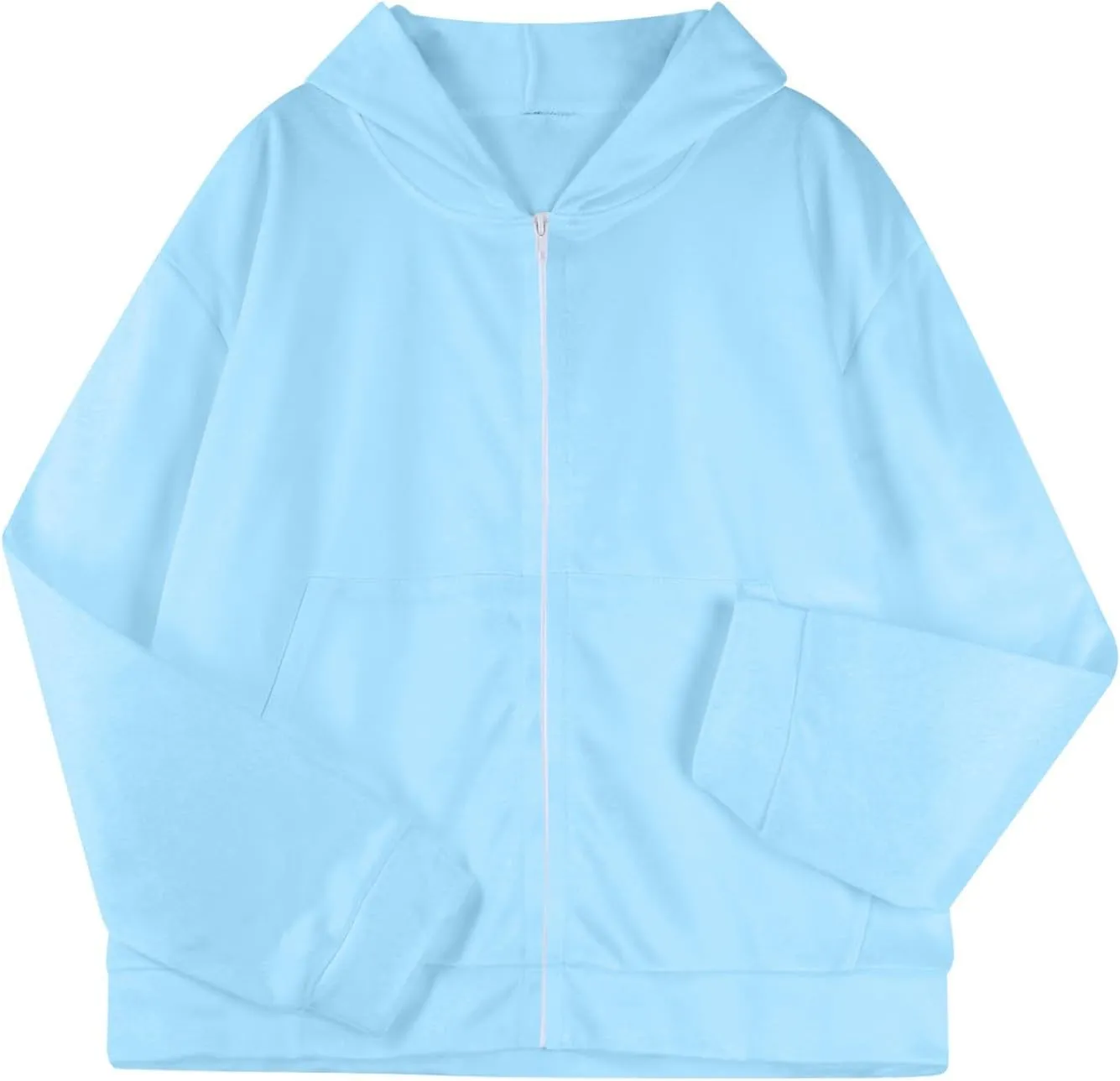 Zip Up Hoodie Women Crop Sweatshirt Oversized Fleece Hoodie with Pockets Warmy Trendy Fall Jackets for Women