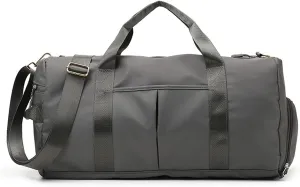 ZUEVI Sports Gym Duffel Bag for Men or Women Waterproof Weekender Travel Bag with Shoes Compartment Dry and Wet Separation for Training Swim Yoga, Grey, Gym Bag