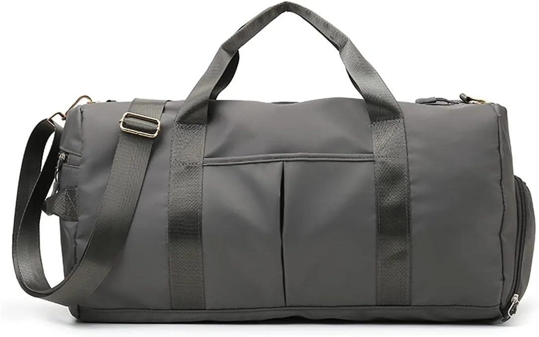 ZUEVI Sports Gym Duffel Bag for Men or Women Waterproof Weekender Travel Bag with Shoes Compartment Dry and Wet Separation for Training Swim Yoga, Grey, Gym Bag